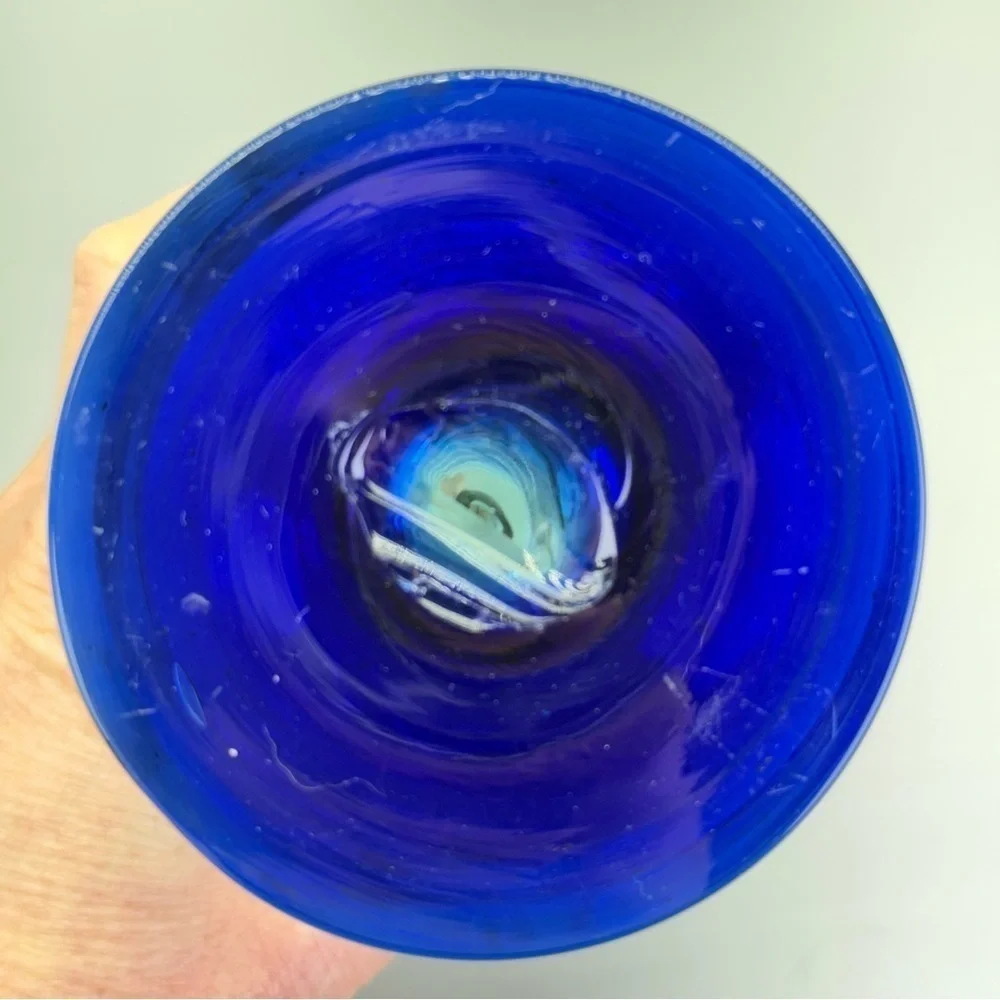 Handblown Mexican Cobalt Blue Goblets